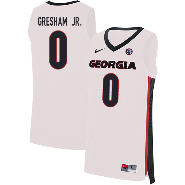 Georgia Bulldogs #0 Donnell Gresham Jr. College Basketball Jerseys Sale-White